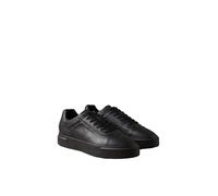 Sneaker CALVIN KLEIN JEANS "BASKET CUPSOLE OXF LACEUP LTH HF", Herren, Gr. 43, Textil, schwarz, gold, Leder, Lederimitat, unifarben, Basic, Schuhe Sneaker, Halbschuh, Schnürschuh mit goldfarbenen Akze