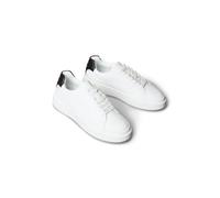 Sneaker CALVIN KLEIN JEANS "CHUNKY CUPS LACE LTH BT AOP WN", Damen, Gr. 38, schwarz-weiß (weiß, schwarz), Leder, Lederimitat, unifarben mit Farbeinsatz, Schuhe Sneaker, Schnürschuh, Halbschuh, Freizei