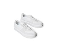Sneaker CALVIN KLEIN JEANS "CLASSIC CUPS LACE MIX EMB TONGUE", Herren, Gr. 42, weiß, Leder, Lederimitat, unifarben, Schuhe Sneaker, Schnürschuh, Basket-Sneaker, Freizeitschuh in sportiver Optik (31666