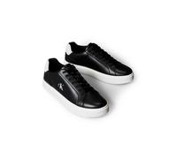 Sneaker CALVIN KLEIN JEANS "CLASSIC CUPSOLE LACEUP LTH", Herren, Gr. 41, schwarz-weiß (schwarz, weiß), Leder, unifarben mit Farbeinsatz, Schuhe Sneaker, Schnürschuh, Freizeitschuh mit Fersenbesatz und