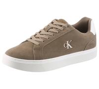 Sneaker CALVIN KLEIN JEANS "CLASSIC CUPSOLE LACEUP SU", Herren, Gr. 44, taupe, Veloursleder, unifarben mit Farbeinsatz, Schuhe Sneaker, Schnürschuh, Halbschuh, Freizeitsneaker mit seitlichem CK-Logo (