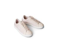 Sneaker CALVIN KLEIN JEANS "CUPSOLE LACE UP PU MG", Damen, Gr. 40, hellbeige, weiß, Lederimitat, Textil, unifarben mit Farbeinsatz, Schuhe Sneaker, Schnürschuh, Halbschuh, Freizeitsneaker, Casual-Schn