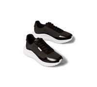 Sneaker CALVIN KLEIN JEANS "EVA RUNNER LACE UP MAT MIX", Damen, Gr. 41, schwarz, anthrazit, Lederimitat, Textil, unifarben mit Farbeinsatz, Schuhe Sneaker, Halbschuh, Freizeitschuh, Schnürschuh mit le