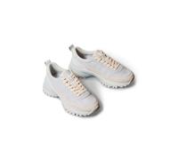 Sneaker CALVIN KLEIN JEANS "HIKE RUNNER LACE UP TECHMIX", Damen, Gr. 39, beige, grau, Textil, Veloursleder, kontrastfarbene Details, Schuhe Sneaker, Halbschuh, Freizeitschuh, Schnürschuh mit Profilsoh