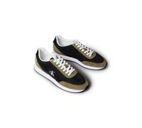 Sneaker CALVIN KLEIN JEANS "RETRO RUNNER ESS MIX MAT", Herren, Gr. 43, schwarz, khaki, Leder, Textil, Schuhe Sneaker, Runner-Sneaker, Freizeitschuh, Halbschuh mit seitlichem CK-Logo (68709700-43) schw