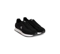 Calvin Klein Herren Runner Sneaker Retro Lace Up aus Leder, Schwarz (Black/Bright White), 44