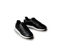 Sneaker CALVIN KLEIN JEANS "RETRO RUNNER LTH TAPE", Herren, Gr. 44, schwarz, weiß, Leder, kontrastfarbene Details, Schuhe Sneaker, Runner Sneaker, Halbschuh, Freizeitschuh mit Kontrastbesatz (56897442