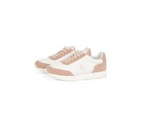 Sneaker CALVIN KLEIN JEANS "RUNNER LACEUP LOW MIX MG", Damen, Gr. 38, rosa (weiß, altrosa), Leder, Veloursleder, unifarben mit Farbeinsatz, Schuhe Sneaker, Freizeitschuh, Halbschuh, Schnürschuh mit se
