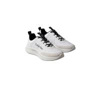 Sneaker CALVIN KLEIN "LIGHT EVA RUNN ESS LACEUP NY-SU", Herren, Gr. 46, weiß, schwarz, Leder, Textil, unifarben mit Farbeinsatz, Basic, Schuhe Sneaker, Freizeitschuh, Halbschuh, Schnürer mit CK-Label 