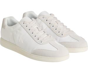 Sneaker CALVIN KLEIN "LOW CUPSOLE LACEUP SU", Herren, Gr. 43, weiß, Leder, Textil, unifarben, Schuhe Sneaker, Schnürschuh, Halbschuh, Freizeitschuh im Materialmix (20881339-43) weiß