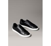 Sneaker CALVIN KLEIN "LOW PRO CUPS LACE UP LTH AOP", Damen, Gr. 40, schwarz, Leder, unifarben, Schuhe Sneaker, Schnürschuh, Freizeitschuh, Halbschuh mit CK-Muster (99579104-40) schwarz