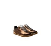 Sneaker CALVIN KLEIN "LOW PROFILE SNEAKER MET", Damen, Gr. 37, braun (bronze, braun), Leder, Lederimitat, metallic, Schuhe Sneaker, Halbschuh, Freizeitschuh, Schnürschuh in Metallic-Optik (75452010-37