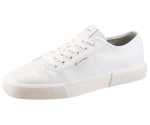 Sneaker CALVIN KLEIN "VULC LACEUP CV", Herren, Gr. 43, weiß, Baumwolle, unifarben, Basic, Schuhe Sneaker, Freizeitschuh, Halbschuh, Schnürer mit CK-Emblem (73148936-43) weiß