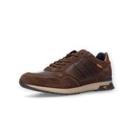Sneaker CAMEL ACTIVE, Herren, Gr. 45, braun (schoko, blau), Leder, Schuhe Sneaker, Schnürschuh, Halbschuh, Business-Sneaker mit Logoschriftzug (74261338-45) schoko, blau