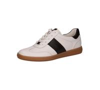CAPRICE Damen Sneaker flach aus Leder Freizeit, Weiß (White/Black), 37 EU