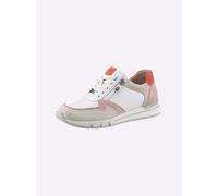 Sneaker CAPRICE, Damen, Gr. 41, orange (weiß, orange), Glattleder, Veloursleder, Schuhe Sneaker (70418907-41) weiß, orange