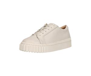 Sneaker CLARKS "Mayhill", Damen, Gr. 41,5, weiß, Leder, Schuhe Sneaker, mit modischer gerippter Chunky-Sohle (45621029-41,5) weiß