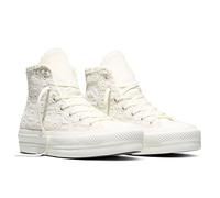Sneaker CONVERSE "CHUCK TAYLOR ALL STAR LIFT PLATFORM CROCHET", Damen, Gr. 38, weiß (egret, egret, vintage weiß), Synthetik, Schuhe Sneaker, für sportlichen Look im Alltag, mit Gummilaufsohle, sportli
