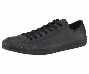 Sneaker CONVERSE "Chuck Taylor Basic Leather Ox Monocrome", Gr. 36, schwarz, Leder, Schuhe Skaterschuh Canvassneaker Sneaker low (535633-36) schwarz
