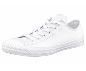 Sneaker CONVERSE "Chuck Taylor Basic Leather Ox Monocrome", Gr. 37, weiß, Leder, Schuhe Skaterschuh Canvassneaker Sneaker low (261381-37) weiß