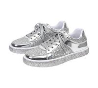 Sneaker Damen Elegant Mit Glitzer Sportschuhe Casual Tennisschuhe Einfarbig Freizeitschuhe Große Größen Trekkingschuhe Weichen Sohle Joggingschuhe Spitzschuh Trekkingschuhe Schnür Damenschuhe