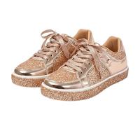 Sneaker Damen Elegant Mit Glitzer Sportschuhe Casual Tennisschuhe Einfarbig Freizeitschuhe Große Größen Trekkingschuhe Weichen Sohle Joggingschuhe Spitzschuh Trekkingschuhe Schnür Damenschuhe