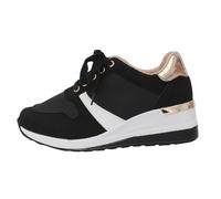 Sneaker Damen Hohe Sohle Bequem Orthopädische Freizeitschuhe Leicht Arch Support Cushion Laufschuhe Atmungsaktiv rutschfest Walkingschuhe Weite Füße Damenschuhe Ladies Court Shoes Schwarz 38