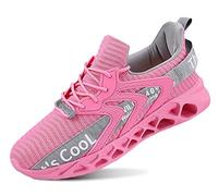 Sneaker Damen Leicht Flache Schuhe Atmungsaktive Stoffschuhe Elegante Frauen Schnürhalbschuhe Laufschuhe Sommer Rosa 38EU