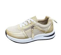 Sneaker Damen Plateau Bequem Orthopädische Freizeitschuhe Leicht Arch Support Cushion Laufschuhe Atmungsaktiv Rutschfest Walkingschuhe Weite Füße Damenschuhe Sneaker Wasserfest Damen Gold 38