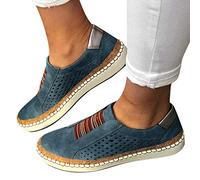Sneaker Damen Schwarz Elegant Laufschuhe rutschfeste Slip On Leder Schuhe Fußballschuhe Leichtgewichts Atmungsaktiv Frauen Joggingschuhe Plateau Casual Große Größe Für Sporthalle Outdoor Jogging