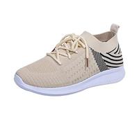 Sneaker Damen Sommer Luftig, Sportschuhe Damen Fitnessstudio Laufschuhe Mesh Knit Athletische Freizeitschuhe Lässige Barfussschuhe Flache Walkingschuhe Schlupfschuhe Schnürsenkel Joggingschuhe