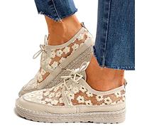 Sneaker Damen, Turnschuhe Damen Spitze Canvas Flache Schuhe Low Top Schnürschuhe Laufschuhe Atmungsaktive Lässige Segeltuchschuhe Loafer Sneakers Schlupfschuhe Sportschuhe Freizeitschuhe