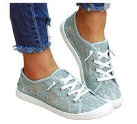 Sneaker Damen, Turnschuhe Damen Spitze Canvas Flache Schuhe Low Top Schnürschuhe Laufschuhe Atmungsaktive Lässige Segeltuchschuhe Loafer Sneakers Schlupfschuhe Sportschuhe Freizeitschuhe