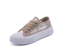 Sneaker Damen Weiss Dirndl Schuhe Spitze Atmungsaktive Stoffschuhe Elegante Frauen Freizeitschuhe Leicht Bestickte Leinenschuhe Flache Frühlingsschuhe Walkingschuhe Oktoberfest 36-41 (Khaki, 39)