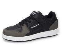 Sneaker DOCKERS BY GERLI, Damen, Gr. 33, schwarz (schwarz, grau), Lederimitat, Nubuklederimitat, Schuhe Sneaker, Slip-On Sneaker, Klettschuh, Freizeitschuh mit Gummizug und Klett (68180369-33) schwarz