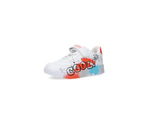 Sneaker DOCKERS BY GERLI, Mädchen, Gr. 33, weiß, orange, cool, Lederimitat, Schuhe Sneaker, Streetwear-Sneaker, Freizeitschuh mit coolem Schriftzug (19735607-33) weiß, orange, cool