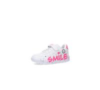 Sneaker DOCKERS BY GERLI, Mädchen, Gr. 33, weiß, pink, smile, Lederimitat, Schuhe Sneaker, Streetwear-Sneaker, Freizeitschuh mit coolem Schriftzug (99593536-33) weiß, pink, smile