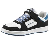 Sneaker DOCKERS BY GERLI, Mädchen, Gr. 34, blau (weiß, schwarz, blau), Lederimitat, Nubuklederimitat, Schuhe Sneaker, Slip-On Sneaker, Klettschuh, Freizeitschuh mit Gummizug und Klett (94348908-34)