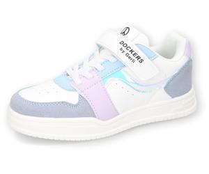 Sneaker DOCKERS BY GERLI, Mädchen, Gr. 35, weiß (weiß, multi), Lederimitat, Schuhe Sneaker, Retro Sneaker, Klettschuh, Freizeitschuh mit Gummizug (40499439-35) weiß, multi
