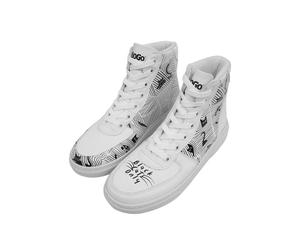 Sneaker DOGO "Ace Boots Black Cats Only Damen High Sneaker, Ace Boots Black", Damen, Gr. 38, Normalschaft, weiß, Lederimitat, Schuhe Sneaker, Handgefertigt (93309744-38) weiß