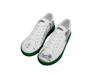 Sneaker DOGO "Ace Low-Top Sneaker Best Of Tweety And Sylvester Black Damen", Damen, Gr. 36, Normalschaft, grau (weiß, grau), Lederimitat, Schuhe Sneaker, Handgefertigt (55952326-36) weiß, grau