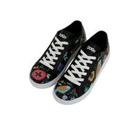 Sneaker DOGO "Ace Low-Top Sneaker Flowers & Birds Black Damen Sneaker", Damen, Gr. 40, Normalschaft, schwarz, Lederimitat, Schuhe Sneaker, Handgefertigt (15277556-40) schwarz