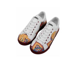 Sneaker DOGO "Ace Low-Top Sneaker India Damen Sneaker", Damen, Gr. 38, Normalschaft, bunt (weiß), Lederimitat, Schuhe Skaterschuh Sneaker low, Handgefertigt (14190840-38) weiß