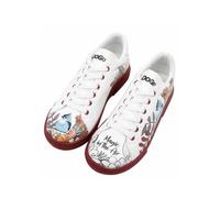 Sneaker DOGO "Ace Low-Top Sneaker Life Goes On Damen Sneaker, Ace Low-Top", Damen, Gr. 37, Normalschaft, braun (weiß, braun), Lederimitat, Schuhe Sneaker, Handgefertigt (93129403-37) weiß, braun