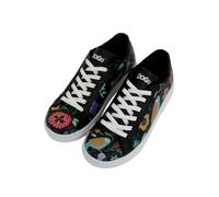 Sneaker DOGO "Ace Low-Top Sneaker The Wise Owl Damen Sneaker", Damen, Gr. 37, Normalschaft, schwarz (schwarz, blau), Lederimitat, Schuhe Sneaker, Handgefertigt (58105349-37) schwarz, blau