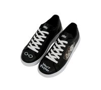 Sneaker DOGO "Ace Low-Top Sneaker The Wise Owl Damen Sneaker", Damen, Gr. 39, atmungsaktiv gefüttert ungefüttert, Normalschaft, gelb (schwarz, gelb), Lederimitat, Schuhe Sneaker, Handgefertigt (595409