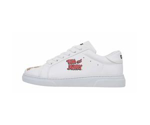 Sneaker DOGO "Ace Low-Top Sneaker Tom & Jerry Damen Sneaker", Herren, Gr. 38, Normalschaft, weiß, Lederimitat, Schuhe Sneaker, Handgefertigt (78780965-38) weiß