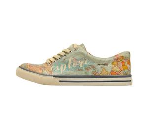 Sneaker DOGO "Classic Schnürsneaker A Pair Of Doves Damen Sneaker", Damen, Gr. 37, Normalschaft, blau (blau, orange), Lederimitat, Schuhe Sneaker, Handgefertigt (33253240-37) blau, orange