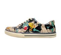 Sneaker DOGO "Classic Schnürsneaker Catch Me If You Can Tweety Damen Sneaker", Damen, Gr. 41, Normalschaft, bunt (mehrfarbig), Lederimitat, Schuhe Sneaker, Handgefertigt (65564336-41) mehrfarbig