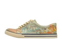 Sneaker DOGO "Classic Schnürsneaker Explore Damen Sneaker", Damen, Gr. 37, Normalschaft, bunt (blau), Lederimitat, Schuhe Skaterschuh Sneaker low, Handgefertigt (92027840-37) blau